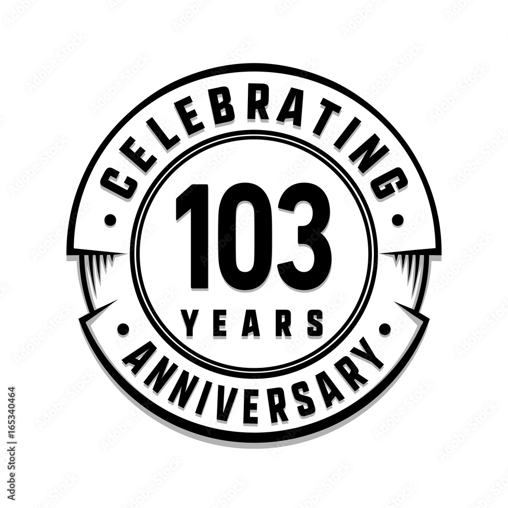 103 years anniversary logo template. Vector and illustration.