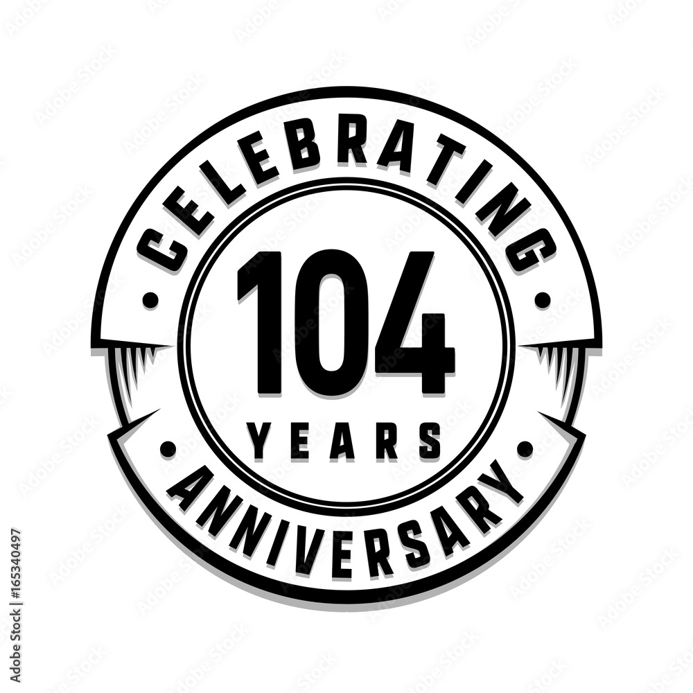 104 years anniversary logo template. Vector and illustration.