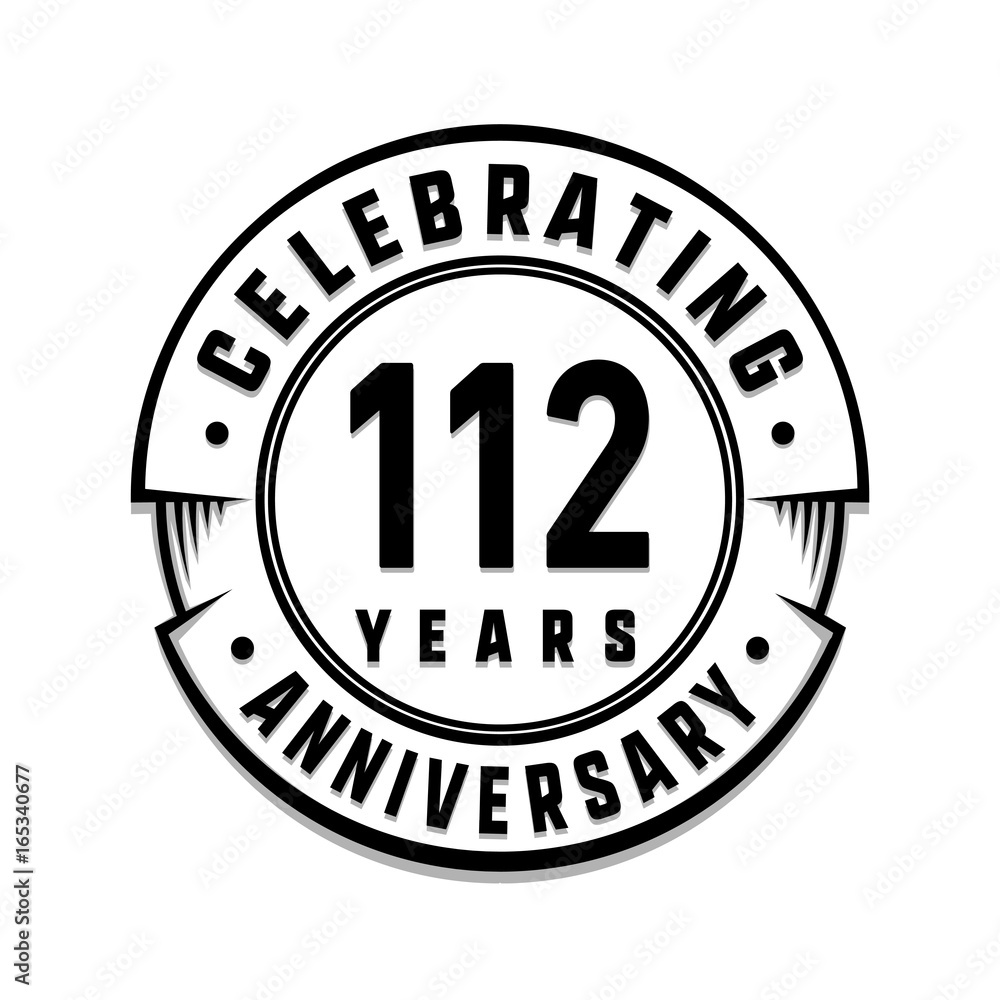 112 years anniversary logo template. Vector and illustration.