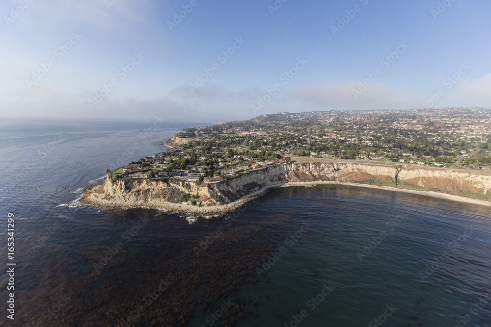 Aerial view of the Rancho Palos Verdes coast in Los Angeles County, California.  
