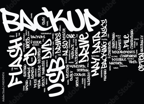 FLASH USB DRIVES BACKUP EASILY CONVENIENTLY AND SECURELY Text Background Word Cloud Concept