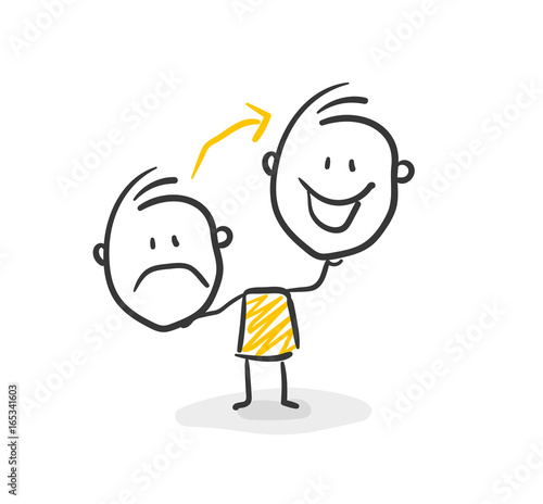 Strichfiguren / Strichmännchen: Positiv, Optimist, pro. (Nr. 39)