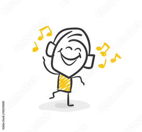 Strichfiguren / Strichmännchen: Musik, hören, tanzen. (Nr. 38)