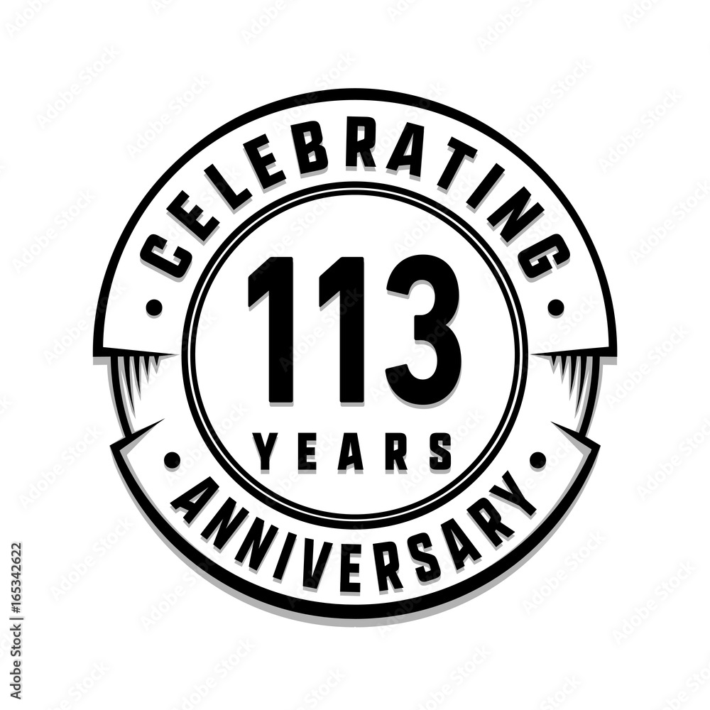 113 years anniversary logo template. Vector and illustration.