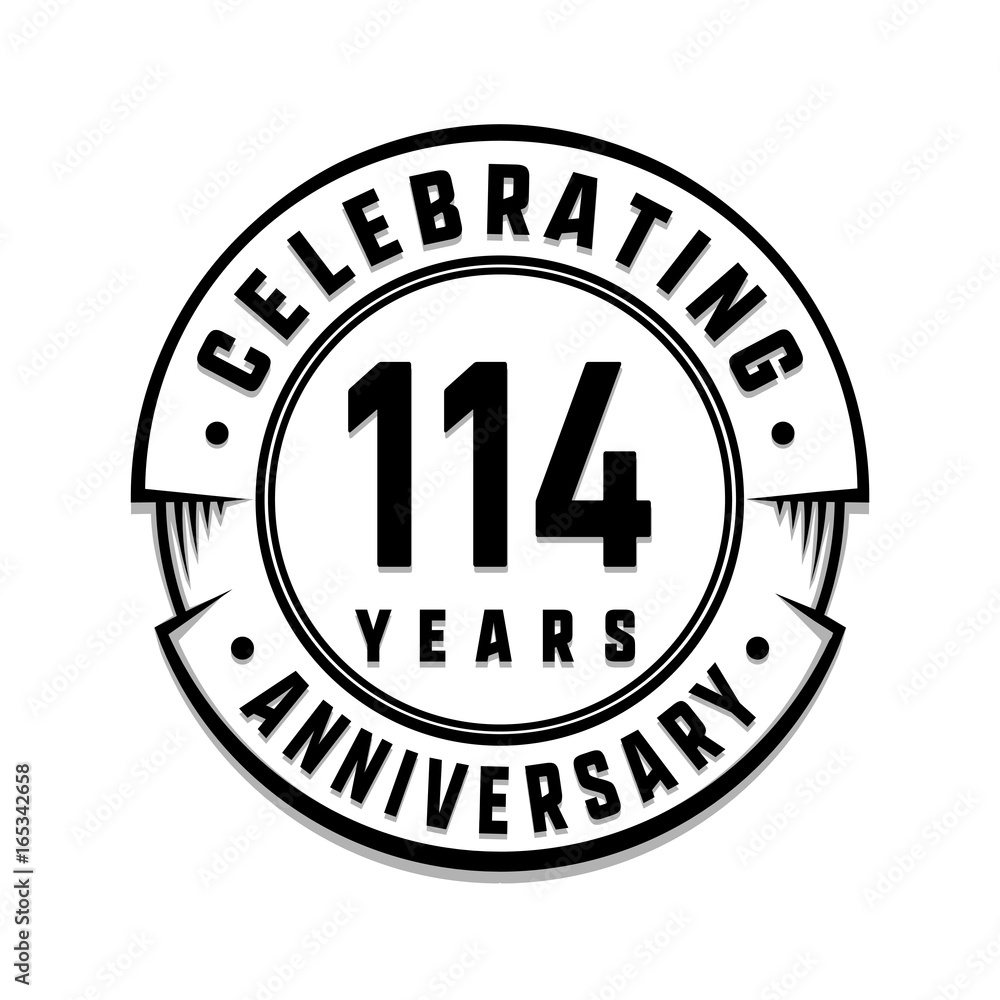 114 years anniversary logo template. Vector and illustration.