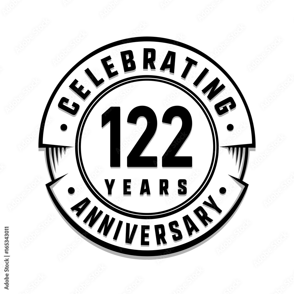 122 years anniversary logo template. Vector and illustration.