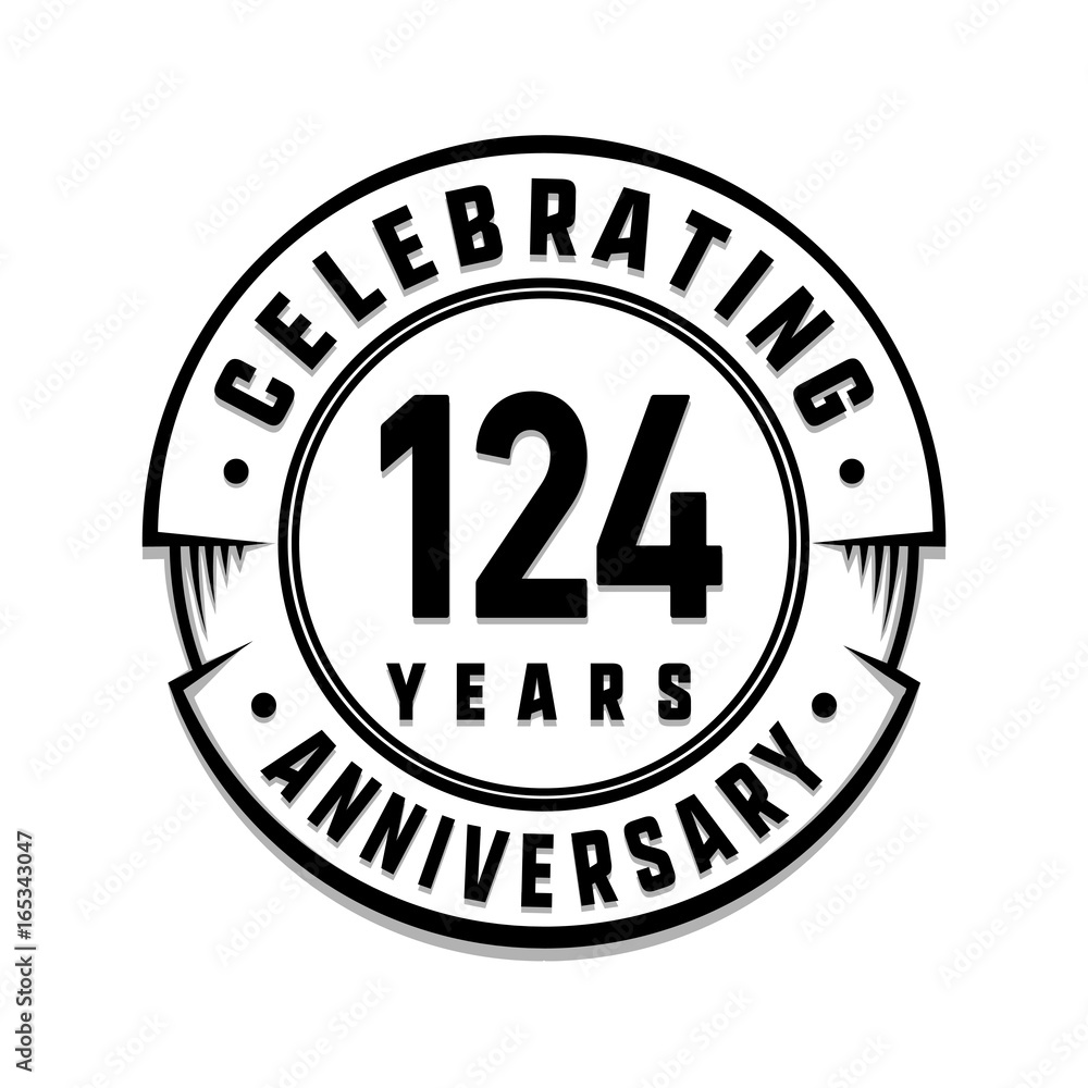 124 years anniversary logo template. Vector and illustration.