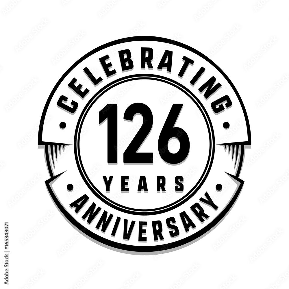 126 years anniversary logo template. Vector and illustration.
