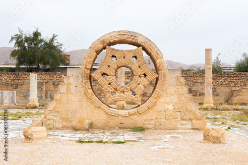 Hisham's Palace Stone Decoration in the West Bank city of Jericho. Old city in Palestine, Israel photo