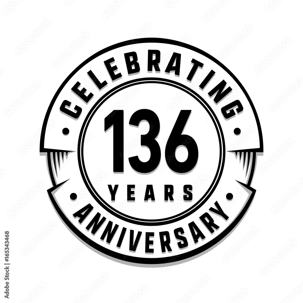 136 years anniversary logo template. Vector and illustration.