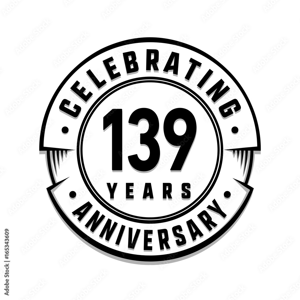 139 years anniversary logo template. Vector and illustration.