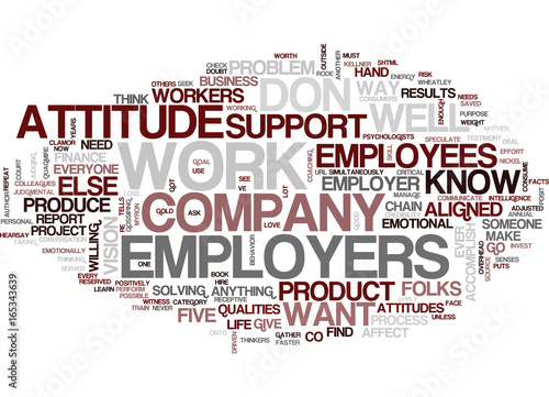 FIVE QUALITIES EMPLOYERS WANT Text Background Word Cloud Concept