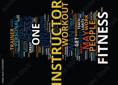FITNESS INSTRUCTOR WIRELESS HEADSET MICROPHONE CARE Text Background Word Cloud Concept
