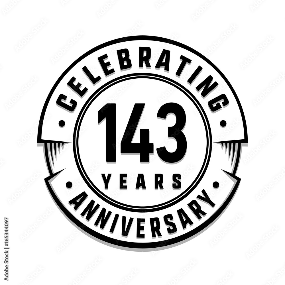 143 years anniversary logo template. Vector and illustration.