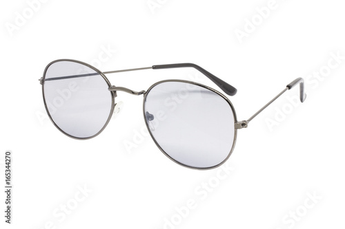 Fashion round glasses vintage black and white color bubble isolated background.