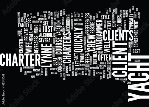 FIND YOUR CLIENT A PRIVATE YACHT CHARTER Text Background Word Cloud Concept