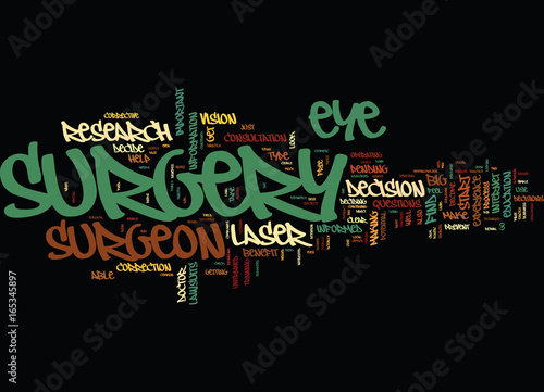 FIND OUT ABOUT LASER EYE SURGERY BEFORE YOU DECIDE TO GET IT DONE Text Background Word Cloud Concept