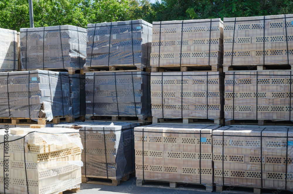 Pallets of yellow brick Pallets of yellow brick