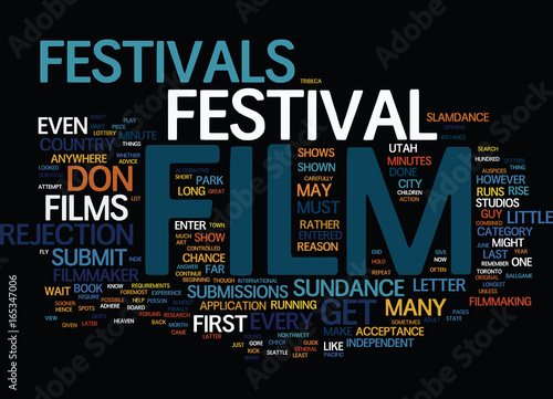 FILM FESTIVALS AND THE FILMMAKER Text Background Word Cloud Concept photo