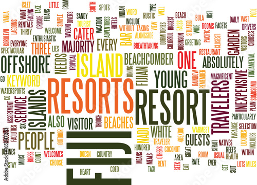 FIJI RESORTS Text Background Word Cloud Concept