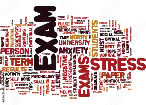 FIGHT THE EXAM STRESS Text Background Word Cloud Concept
