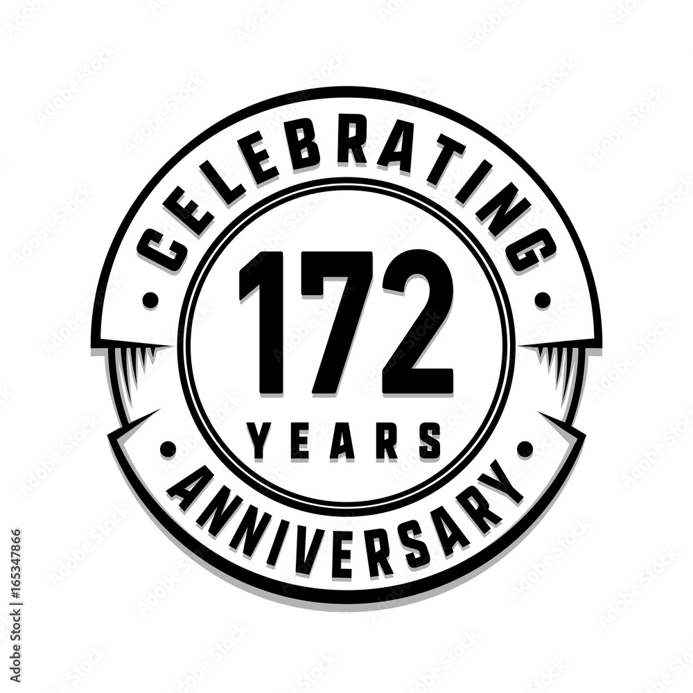 172 years anniversary logo template. Vector and illustration.
