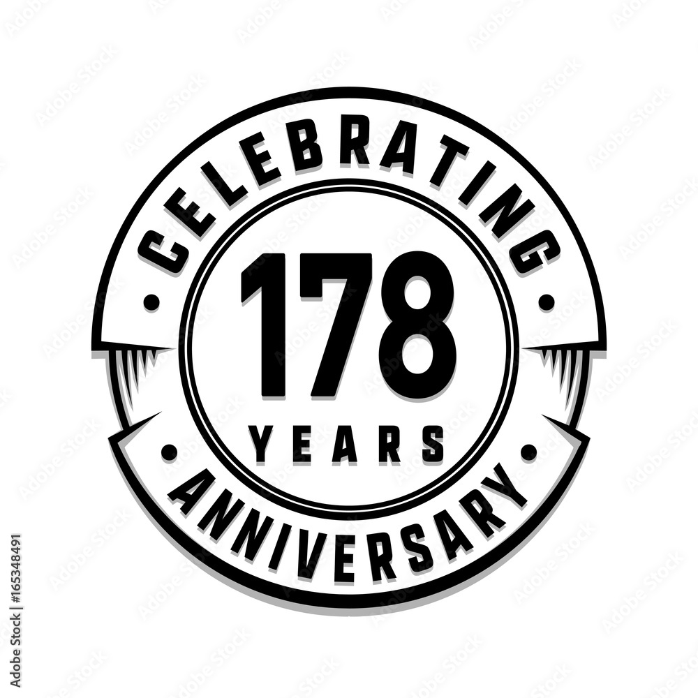178 years anniversary logo template. Vector and illustration.
