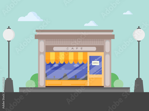 Flat design cafe shop
