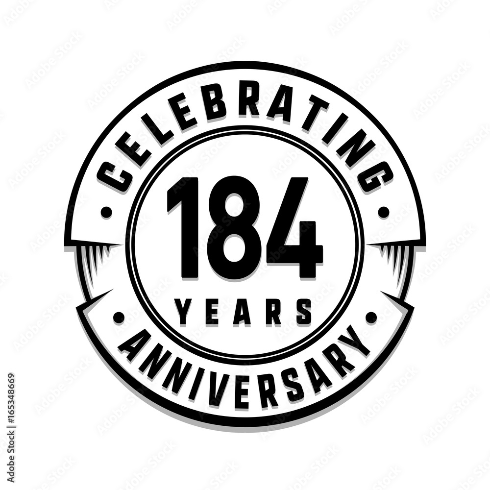184 years anniversary logo template. Vector and illustration.
