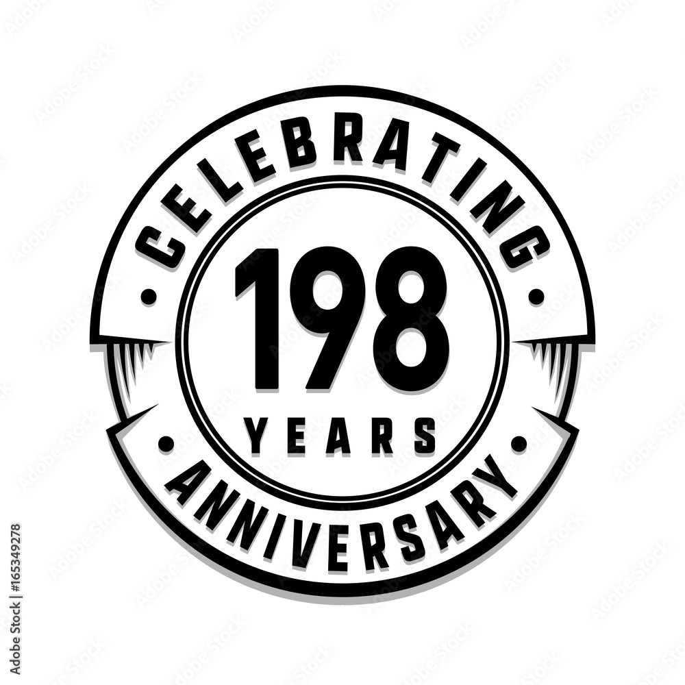 198 years anniversary logo template. Vector and illustration.
