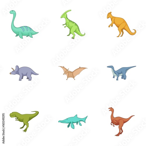 Dinosaurs icons set  cartoon style