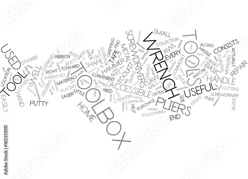 ESSENTIAL TOOLS FOR EVERY TOOLBOX Text Background Word Cloud Concept