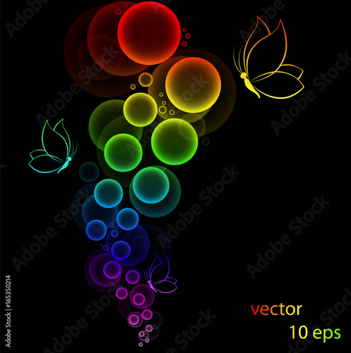 Abstract colorful background with butterflies. Vector.