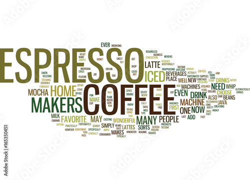 ESPRESSO COFFEE MAKERS Text Background Word Cloud Concept
