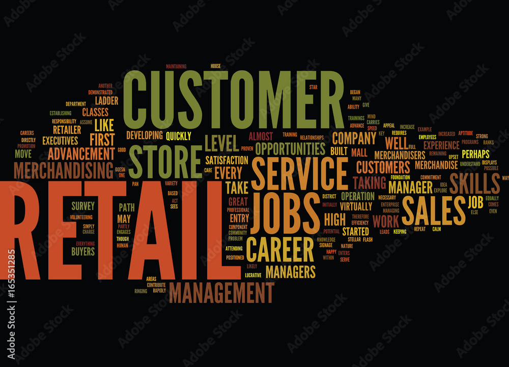 ENTRY LEVEL RETAIL JOBS LEAD TO LUCRATIVE CAREERS Text Background Word  Cloud Concept Stock-Vektorgrafik | Adobe Stock