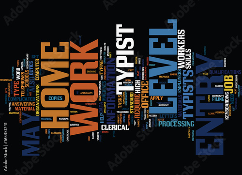 ENTRY LEVEL WORK AT HOME TYPIST Text Background Word Cloud Concept