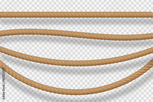 Vector cartoon isolated rope knots for decoration and covering on the transparent background.