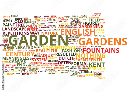 ENGLISH GARDENS OF THE TH CENTURY Text Background Word Cloud Concept
