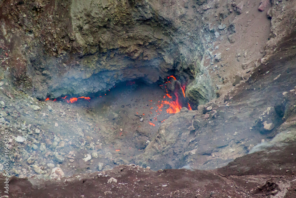 Molten lava in Telica volcano crater, Nicaragua Molten lava in Telica volcano crater, Nicaragua