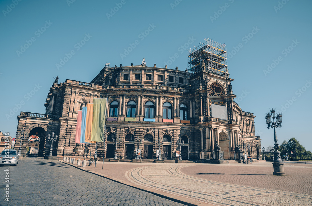 Summer view of Semper Opera House in Dresden, Saxony, Germany