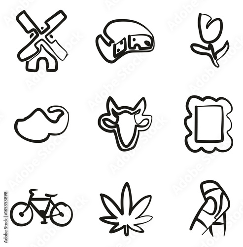Dutch Culture Icons Freehand 