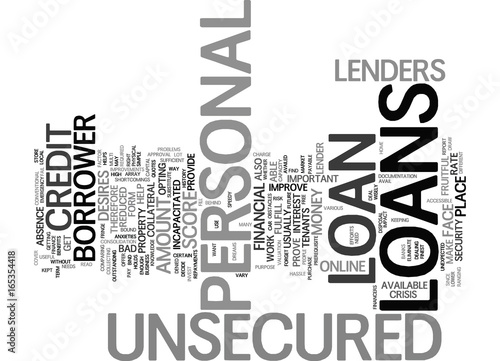 ELIMINATE YOUR ANXIETIES THROUGH UNSECURED PERSONAL LOANS Text Background Word Cloud Concept