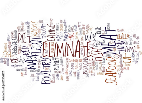 ELIMINATE SEAFOOD Text Background Word Cloud Concept