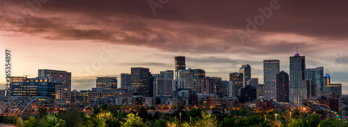 Orange sky over the morning of Denver Colorado