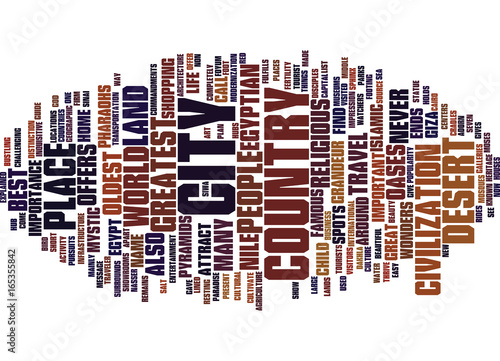 EGYPTIAN TRAVEL GUIDE Text Background Word Cloud Concept