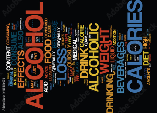 EFFECTS OF ALCOHOL ON YOUR WEIGHT LOSS Text Background Word Cloud Concept
