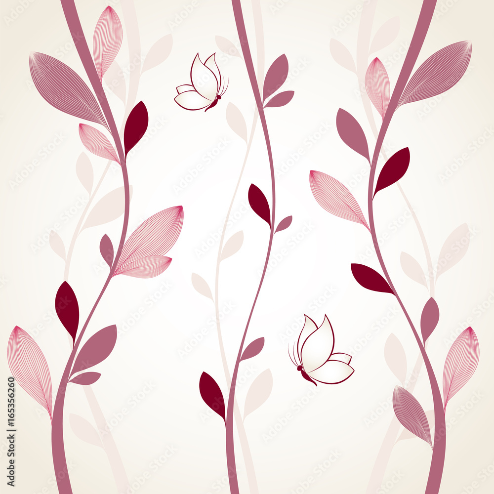 Hand-drawing floral background with butterflies. Element for design. Hand-drawing floral background with butterflies. Element for design.