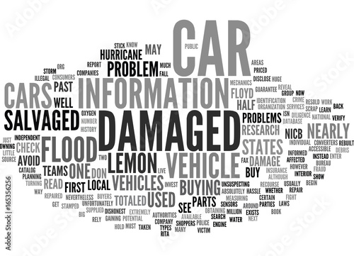 BEWARE OF HURRICANE DAMAGED VEHICLES Text Background Word Cloud Concept
