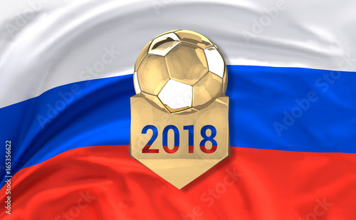 football soccer golden 2018. 3d rendering.