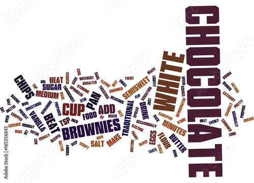 BEST RECIPES WHITE CHOCOLATE BROWNIES Text Background Word Cloud Concept